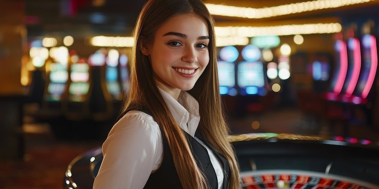 Tampilan permainan Lightning Roulette di platform slot gokil dengan dealer live dan meja roulette